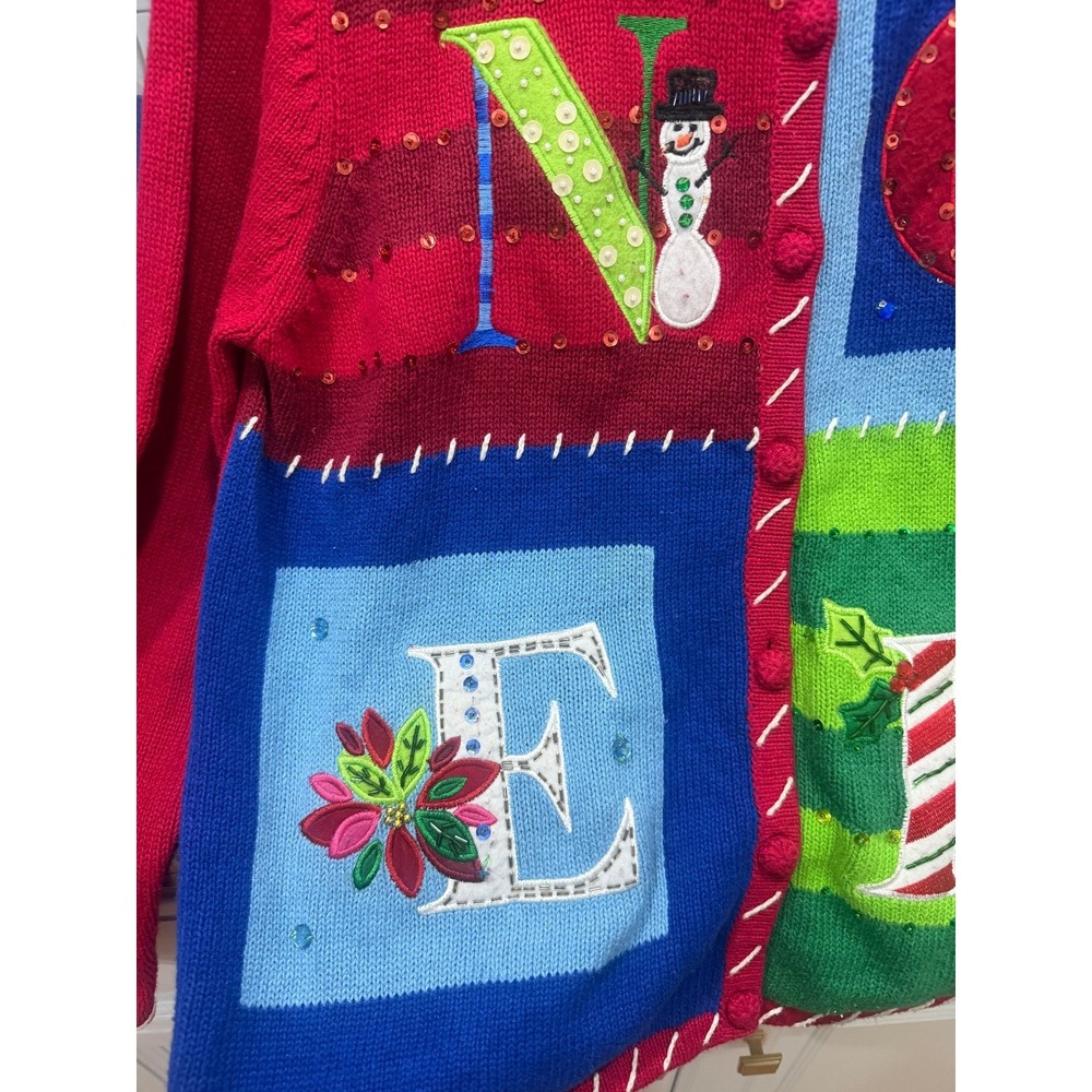 tierra international christmas collection red cardigan sweater w embroidery - Picture 3 of 8